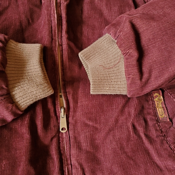 80s burgundy/beige corduroy bomber jacket reversible small - Picture 6 of 11
